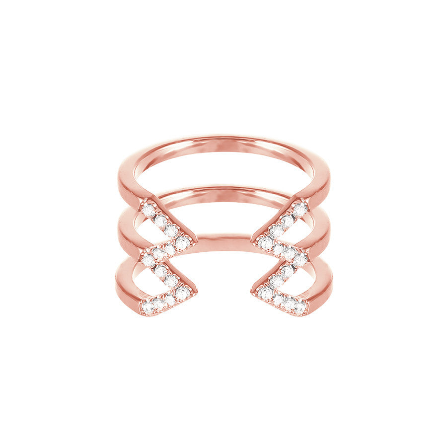 Diamond Stacked Dagger Ring | Rose Gold