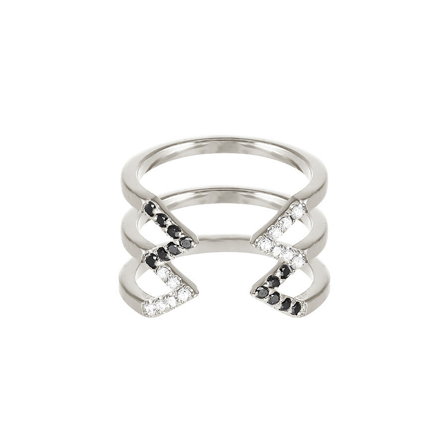 Donna Stacked Dagger Ring | White Gold