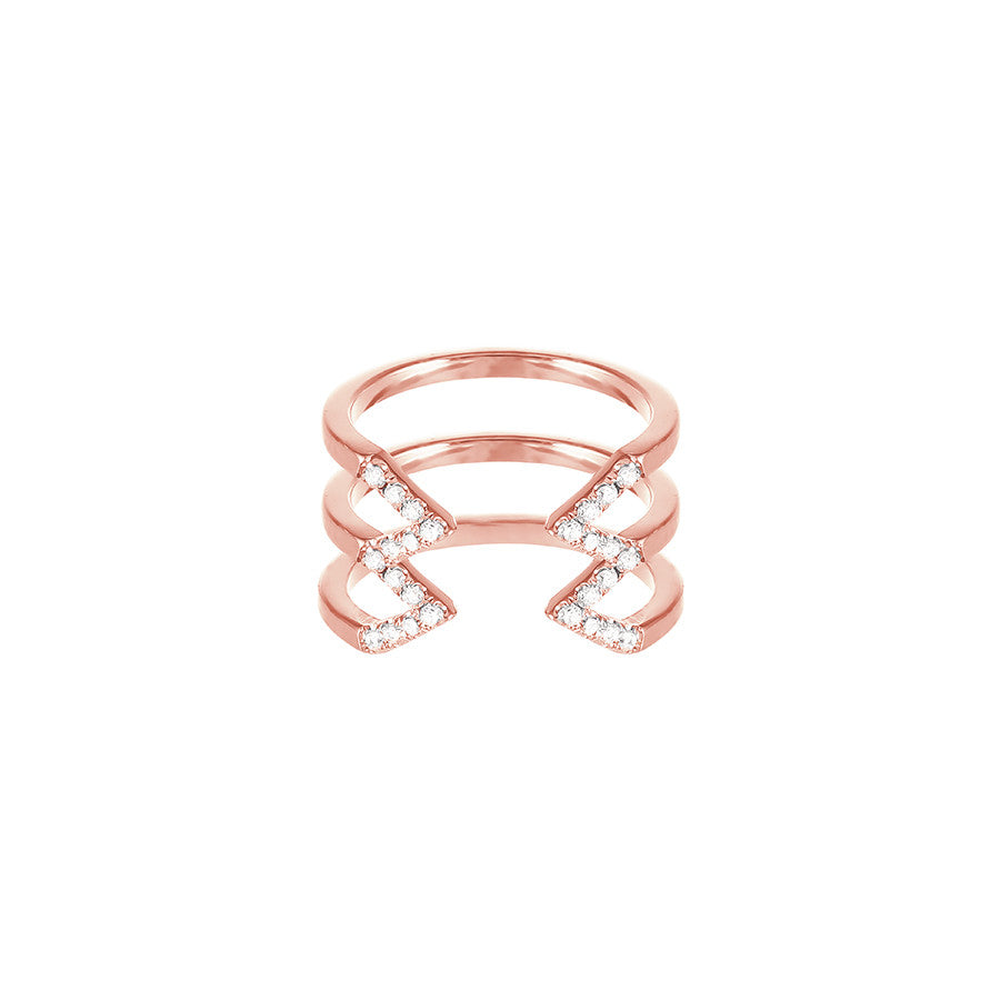 Diamond Stacked Dagger Ring - Midi | Rose Gold