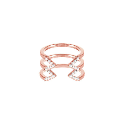 Diamond Stacked Dagger Ring - Midi | Rose Gold