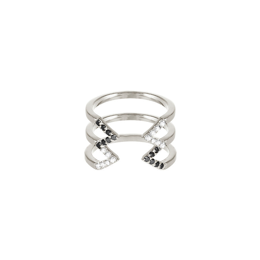 Donna Stacked Dagger Ring - Midi  | White Gold