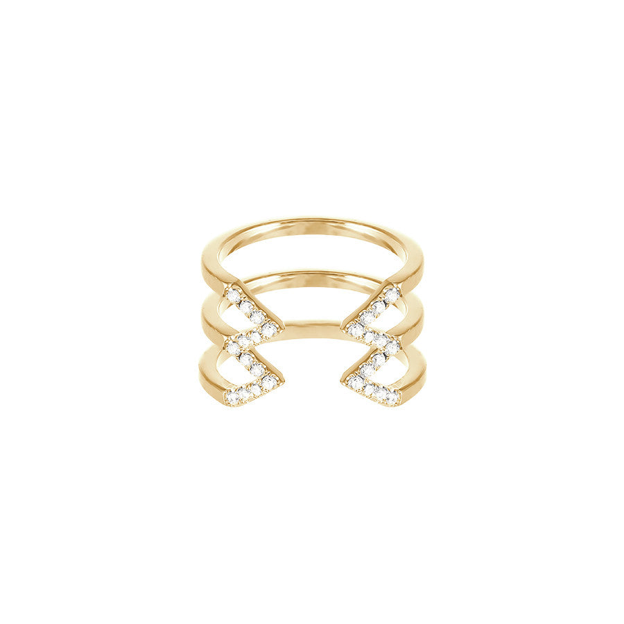 Diamond Stacked Dagger Ring - Midi | Yellow Gold