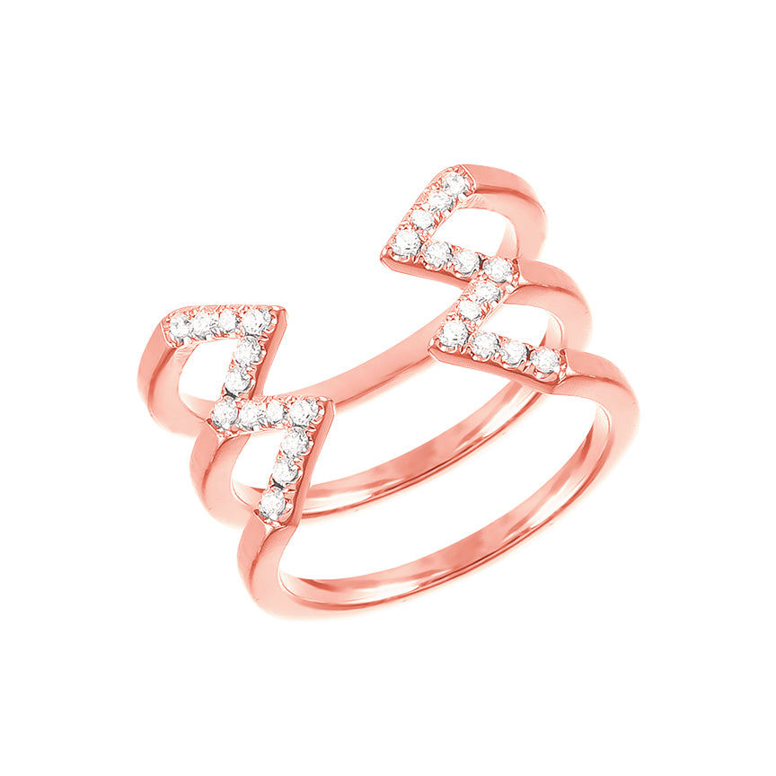 Diamond Stacked Dagger Ring | Rose Gold