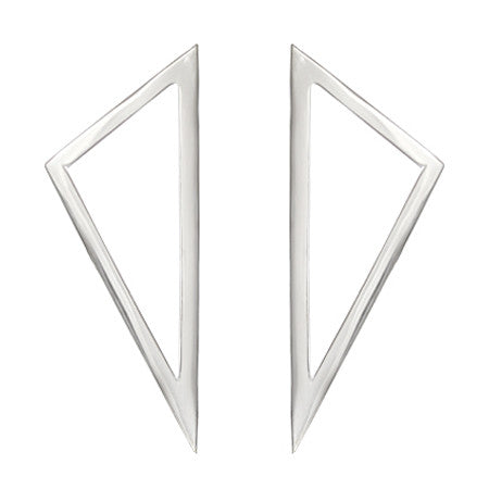 Large Triangle Earrings | White Gold