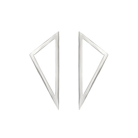 Medium Triangle Earrings | White Gold