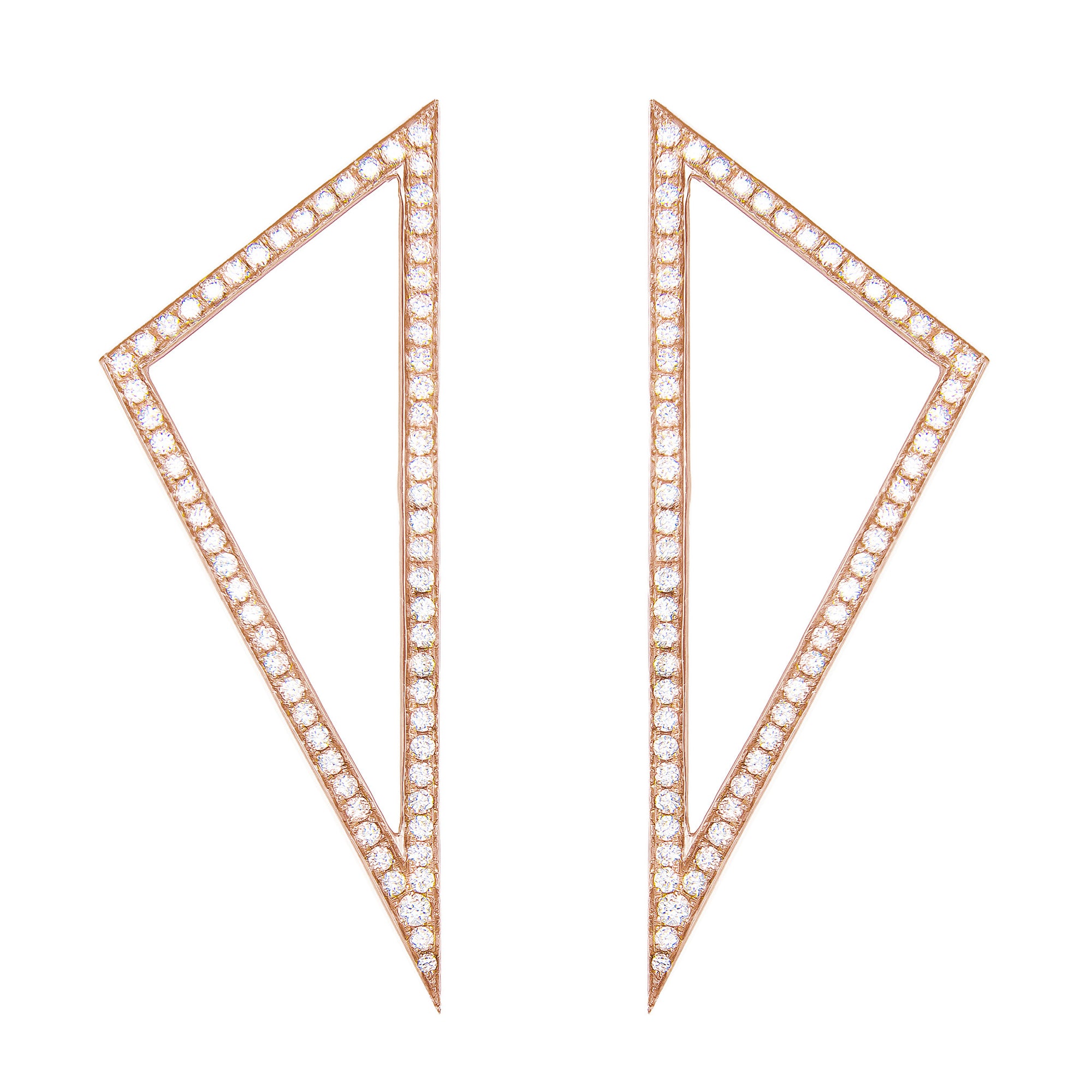 Large Diamond Triangle Earrings | Rose Gold