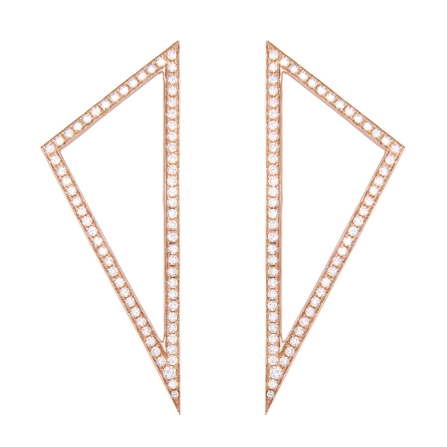 Large Diamond Triangle Earrings | Rose Gold