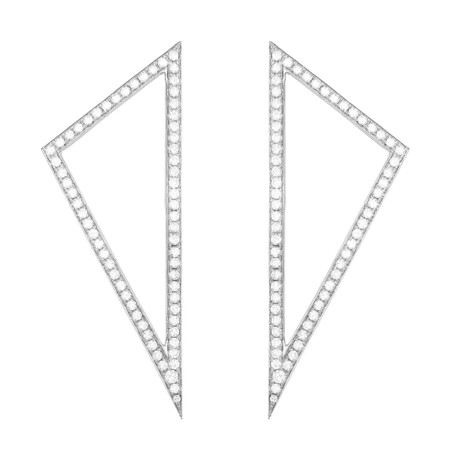 Large Diamond Triangle Earrings | White Gold