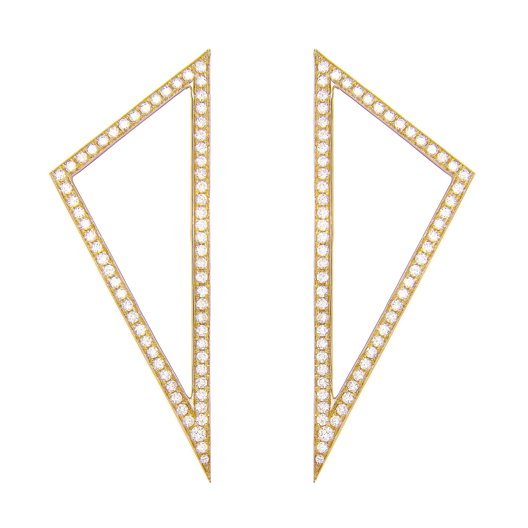Large Diamond Triangle Earrings | Yellow Gold