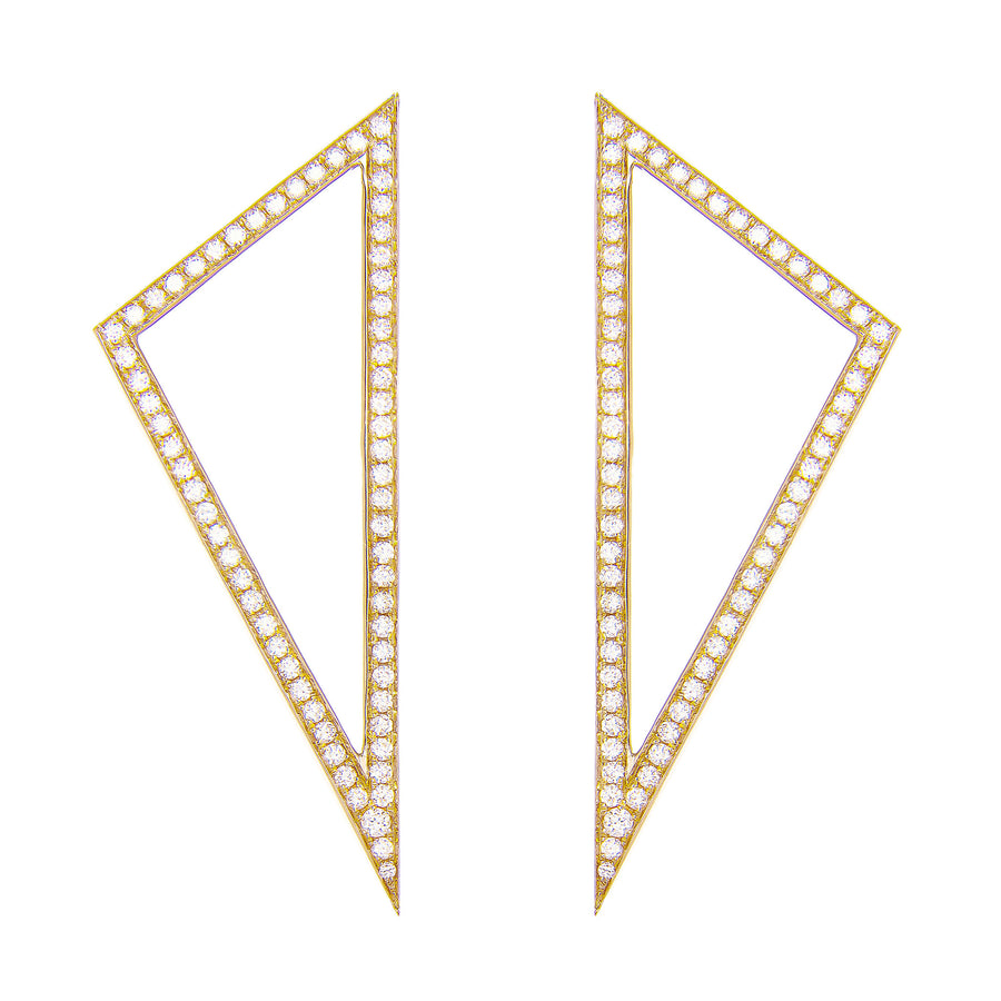 Large Diamond Triangle Earrings | Yellow Gold
