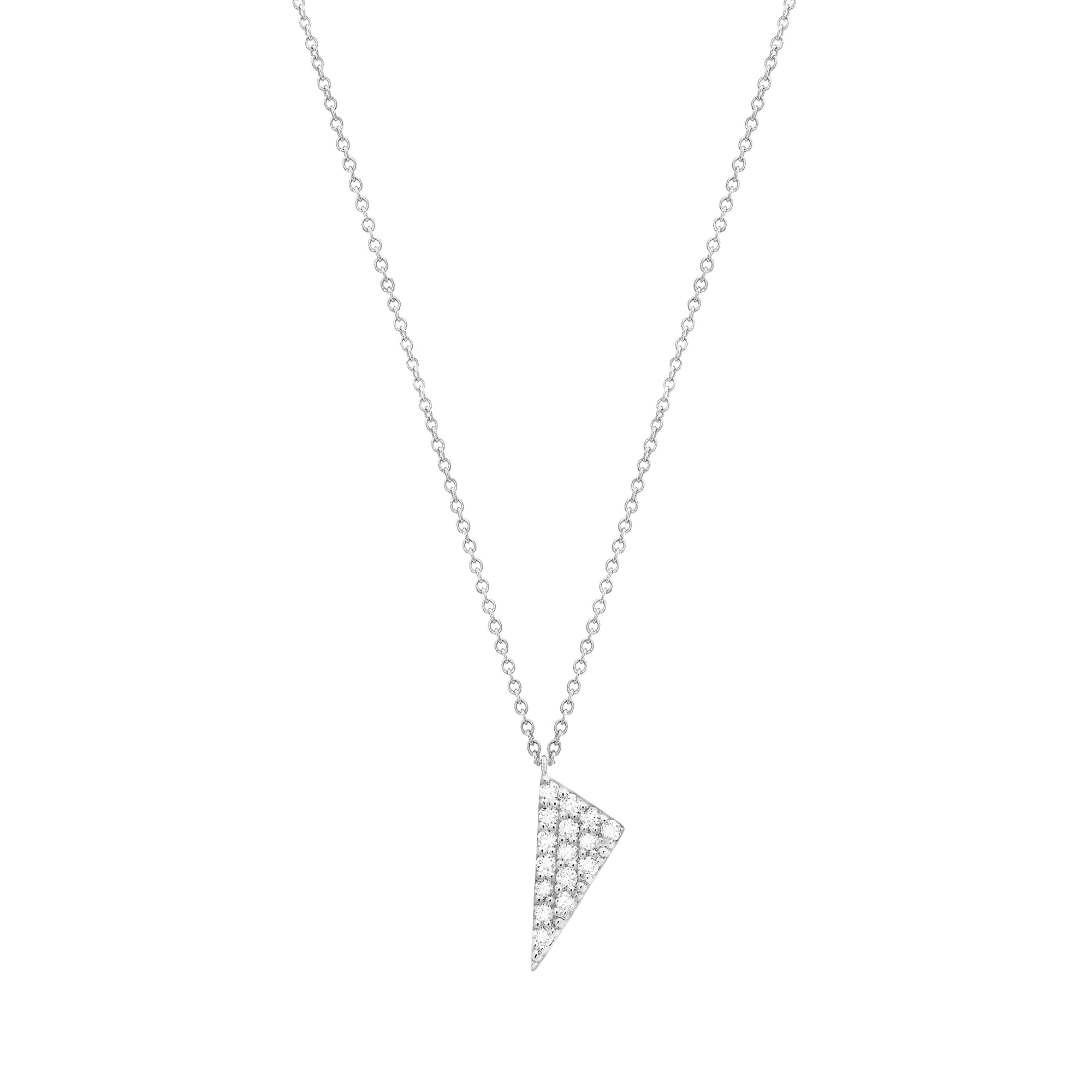 Diamond Mini Triangle Charm Necklace | White Gold