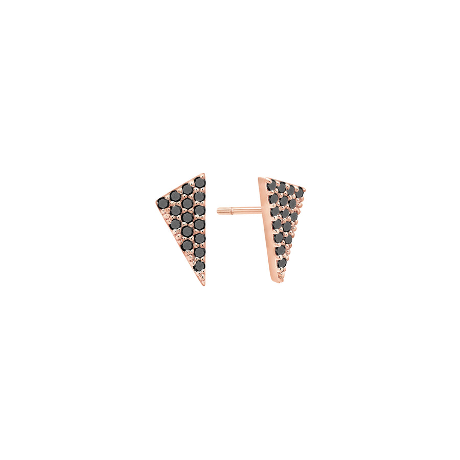 Black Diamond Triangle Studs | Rose Gold