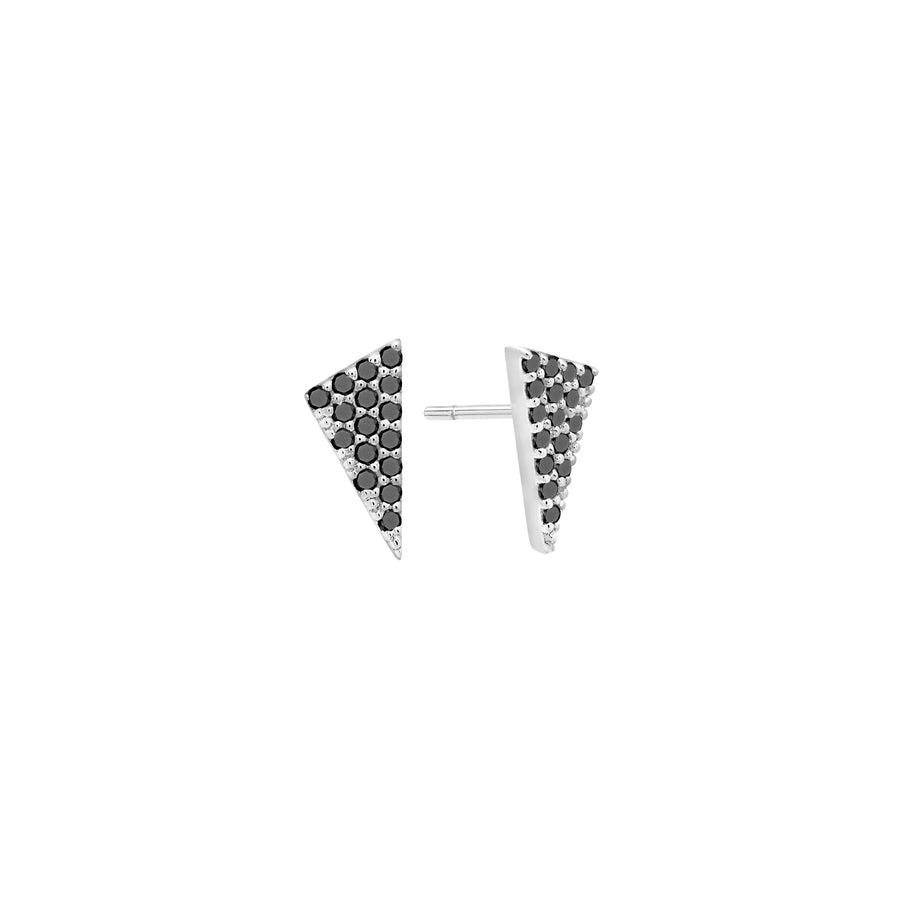 Black Diamond Triangle Studs | White Gold