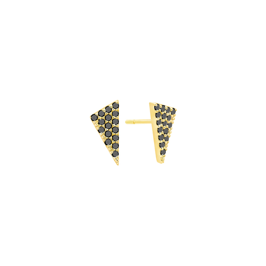 Black Diamond Triangle Studs | Yellow Gold