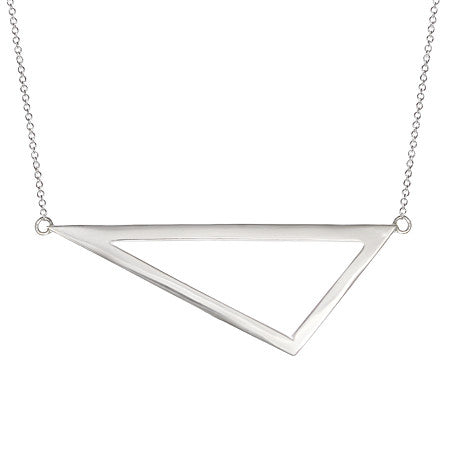 Large Triangle Necklace | White Gold