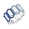 Blue Sapphire Open Marquis Chess Ring | White Gold