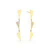 3 Tiered Diamond Center Flag Earrings | Yellow Gold