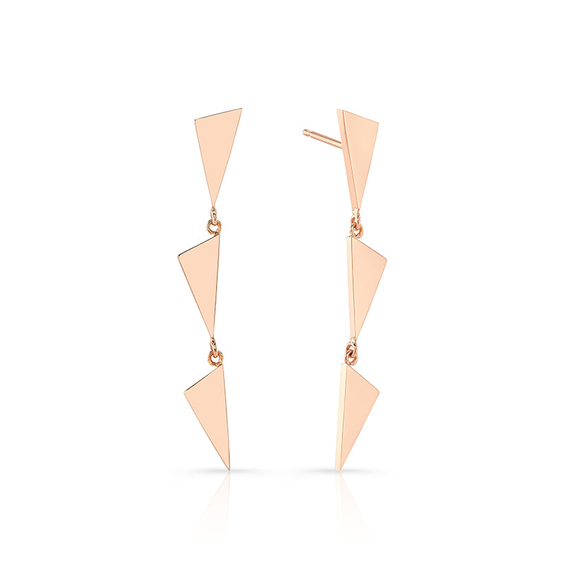 3 Tiered Flag Earrings | Rose Gold