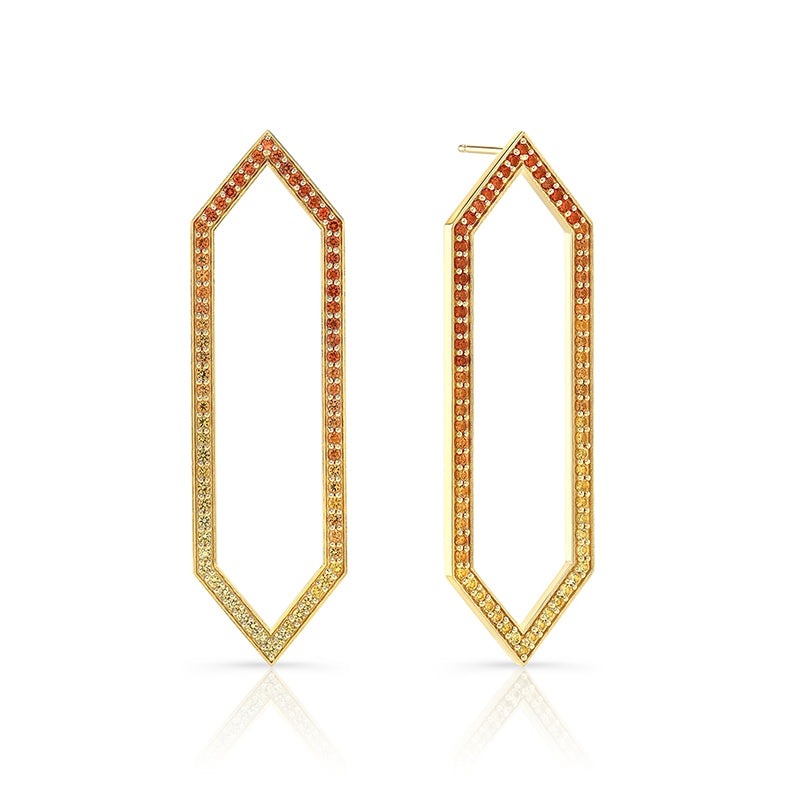 Ombre Yellow Sapphire Large Marquis Earrings | Yellow Gold