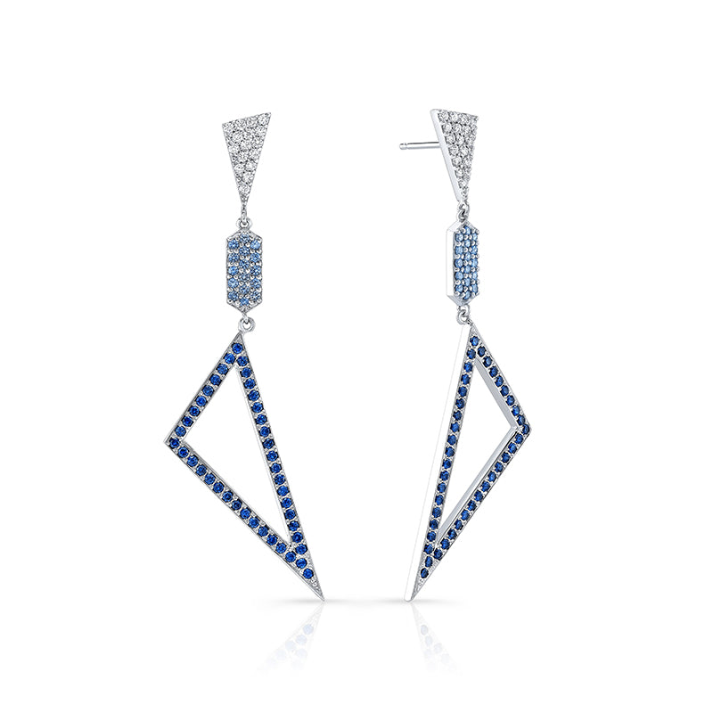 Multi Shape Earrings - Ombre Blue Sapphire | White Gold