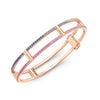 Locking Cage Bracelet | Rose Gold with Ombre Blue and Pink Sapphires on Lateral Bars