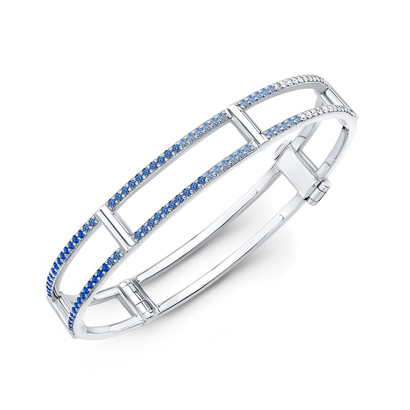 Blue Heart Swarovski Crystal Open Silver Bracelet – Mystic Flavia