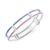 Locking Cage Bracelet | White Gold with Ombre Blue and Pink Sapphires on Lateral Bars