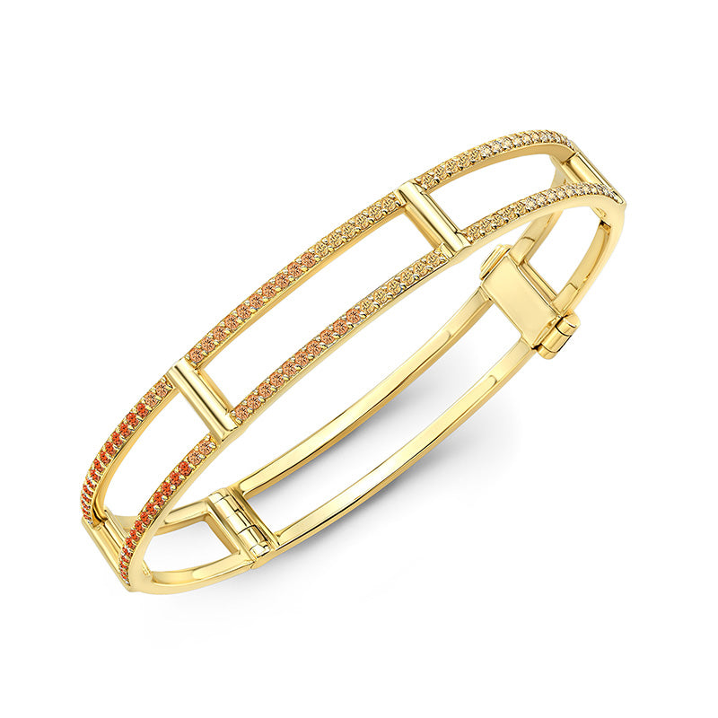 Locking Cage Bracelet | Yellow Gold with Ombre Yellow Sapphires on Lateral Bars