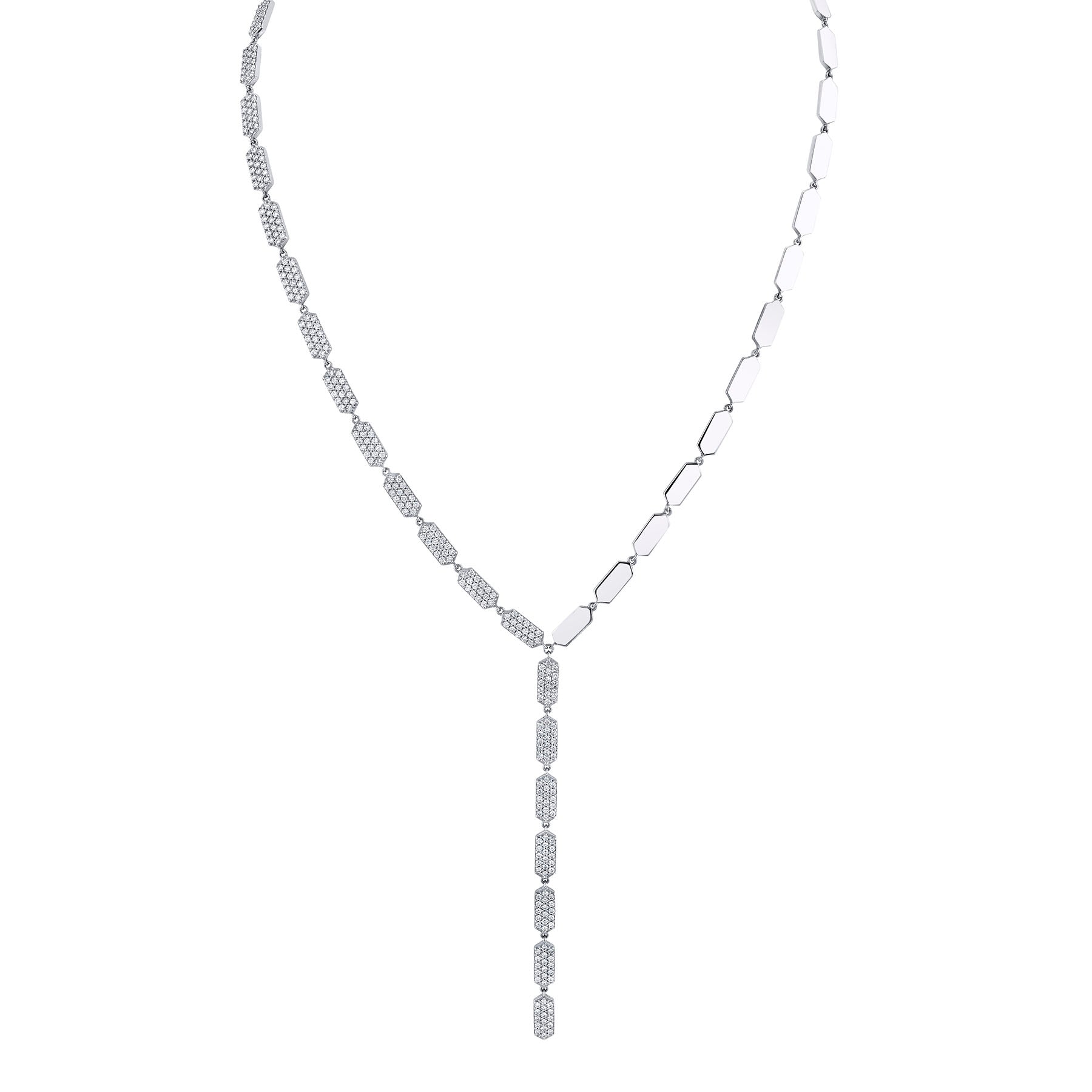 Confetti Lariat - Half Diamond | White Gold