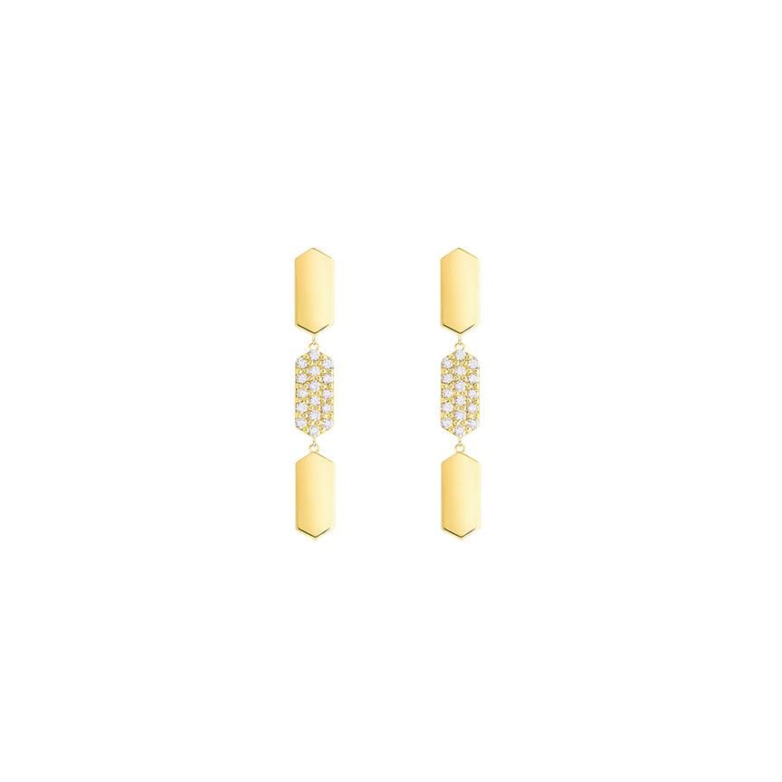 3 Tiered Diamond Center Marquis Earrings | Yellow Gold  Earring Rachel Katz Jewelry