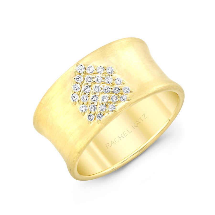 Diamond Stacked Chevron Cigar Band | Yellow Gold