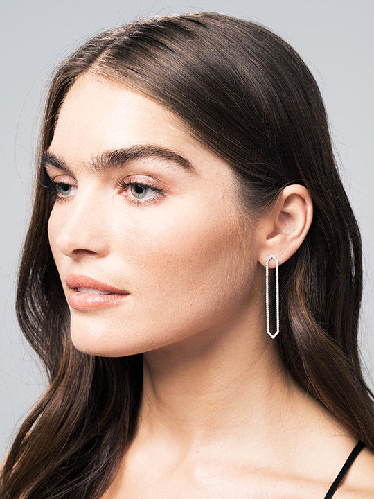 All Diamond Long Marquis Earrings | White Gold