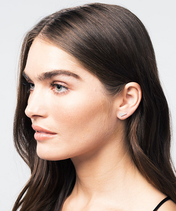 Diamond Triangle Studs | White Gold
