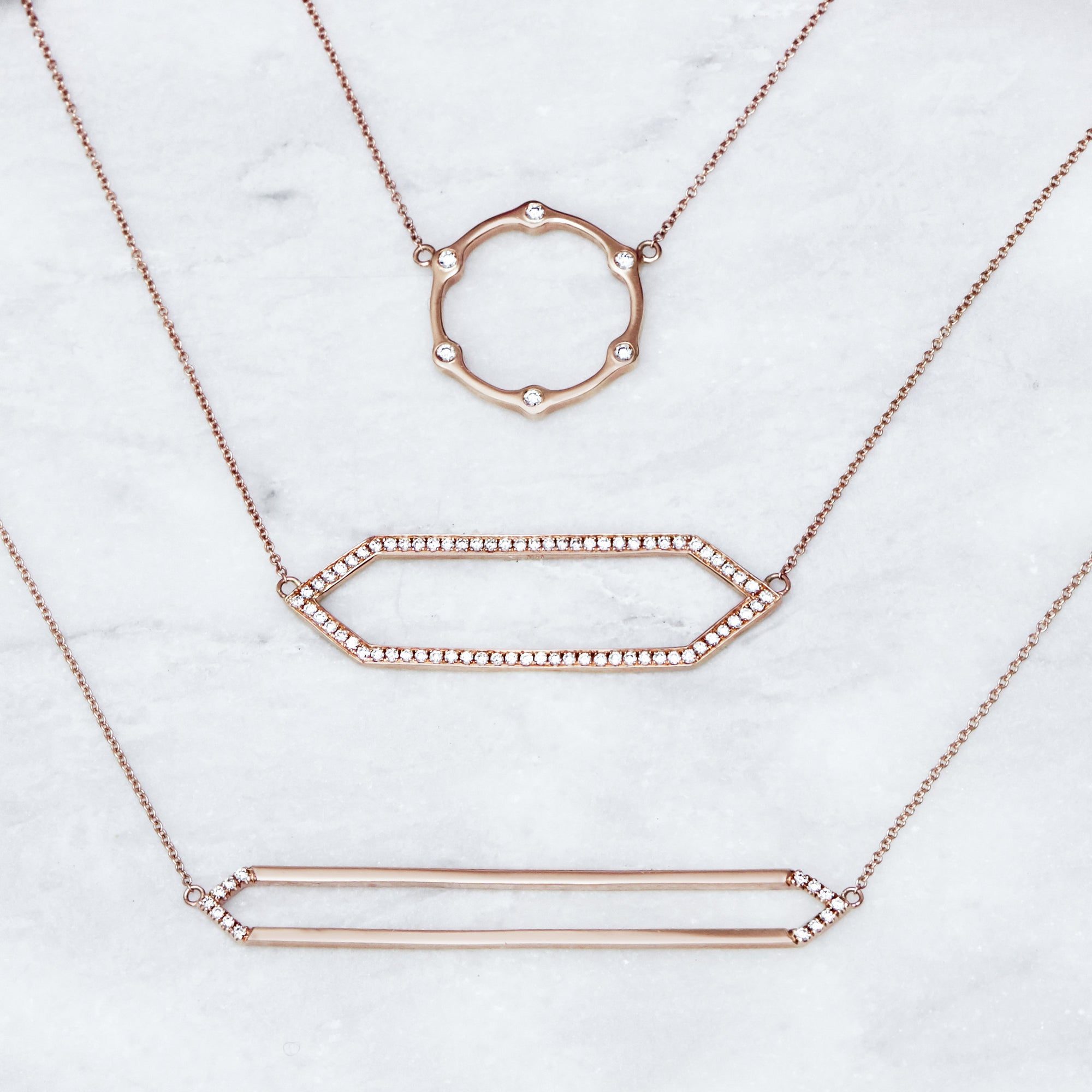 Large Diamond Marquis Necklace | Rose Gold
