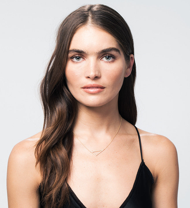 Medium Diamond Triangle Necklace | White Gold