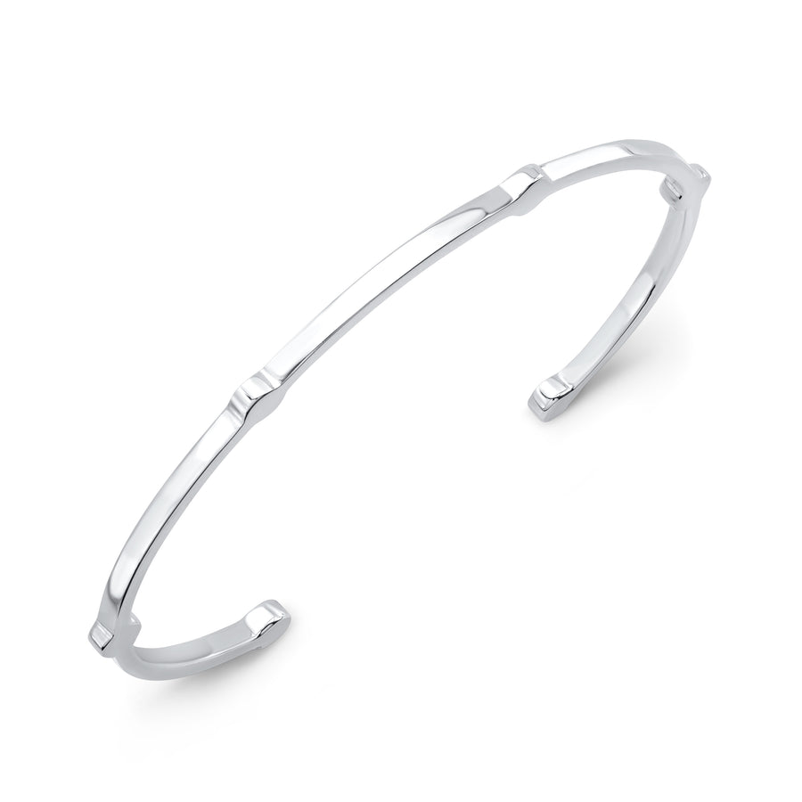 Open Gear Bangle | White Gold