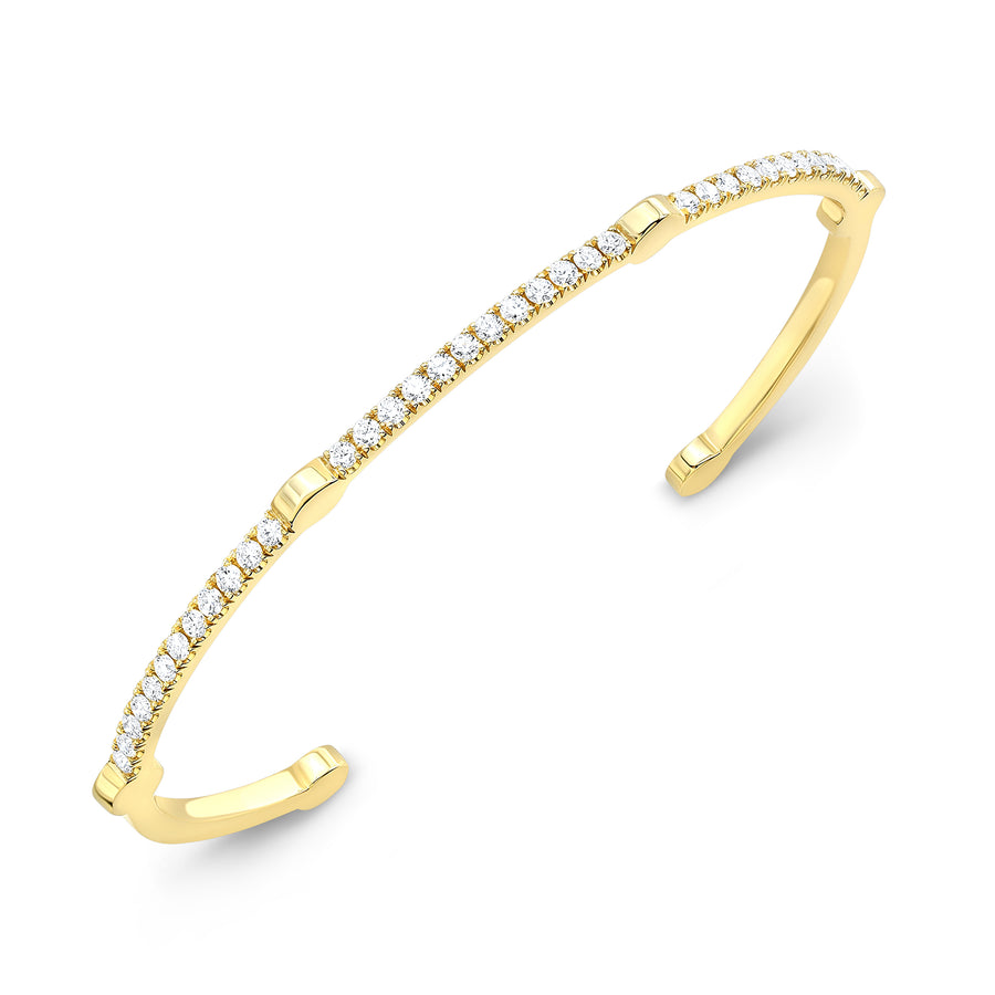 Diamond Open Gear Bangle | Yellow Gold