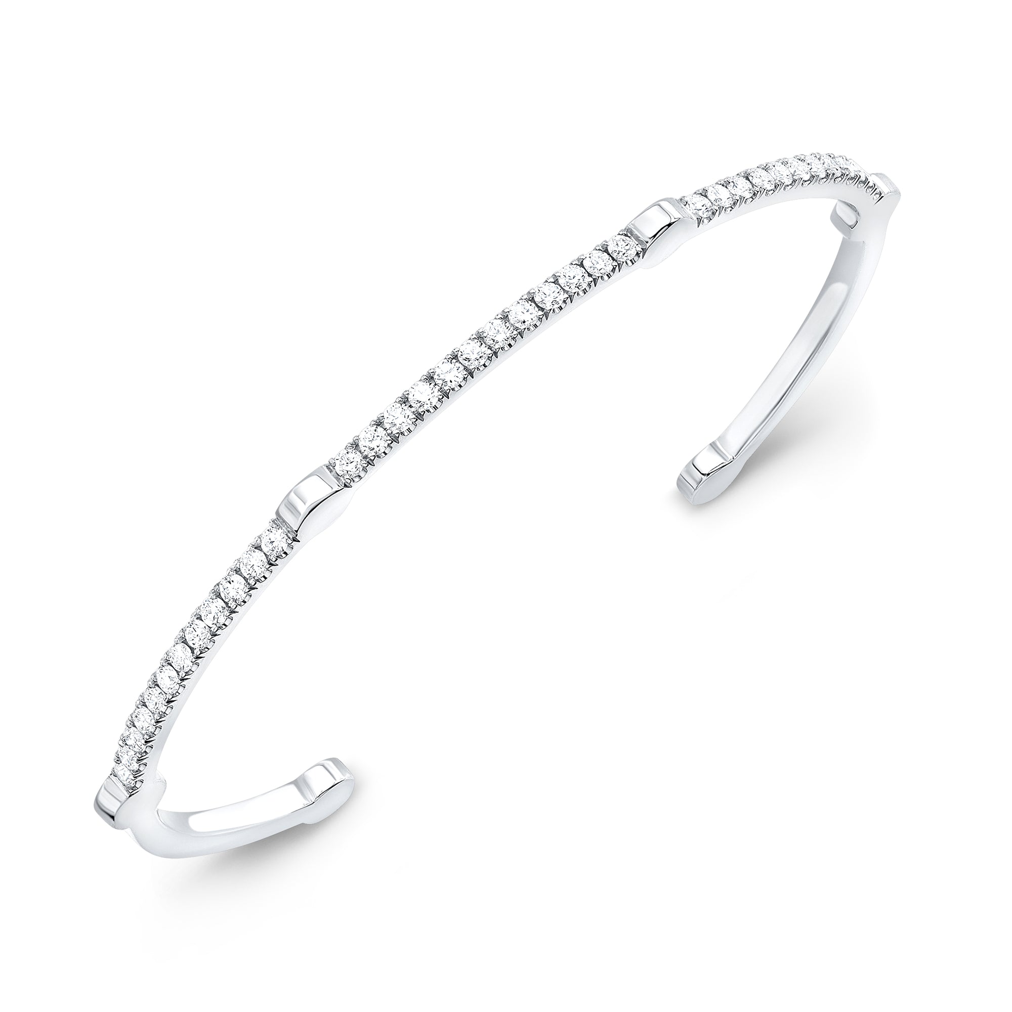 Diamond Open Gear Bangle | White Gold