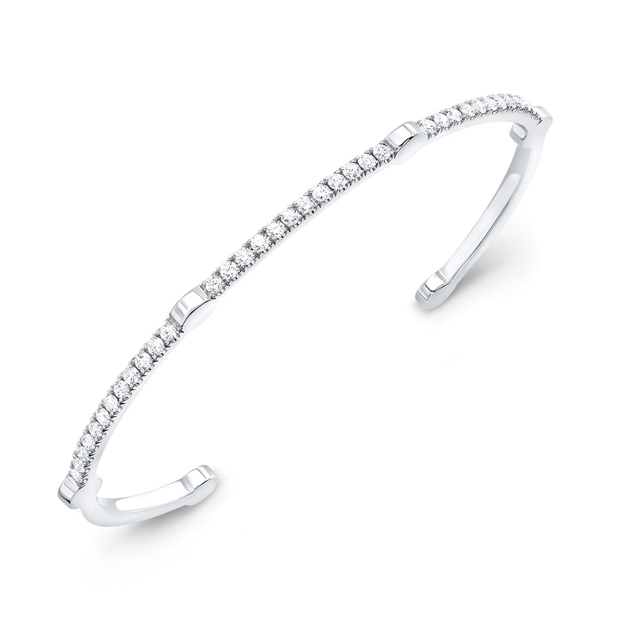 Diamond Open Gear Bangle | White Gold