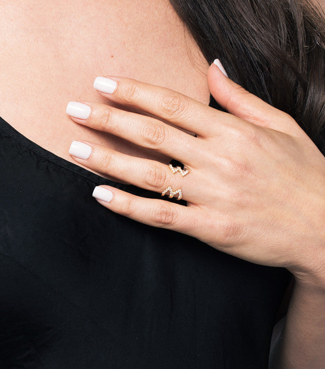 Black Diamond Stacked Dagger Ring | White Gold