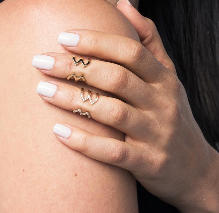 Diamond Stacked Dagger Ring - Midi | Black Gold